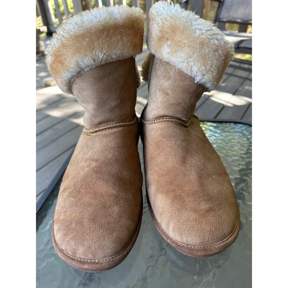 Lamo Suede Boots Tan Suede‎ Leather Faux Fur Woman's 11